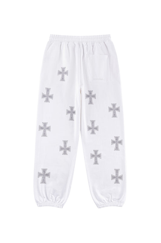 White Cross Rhinestone Jogger