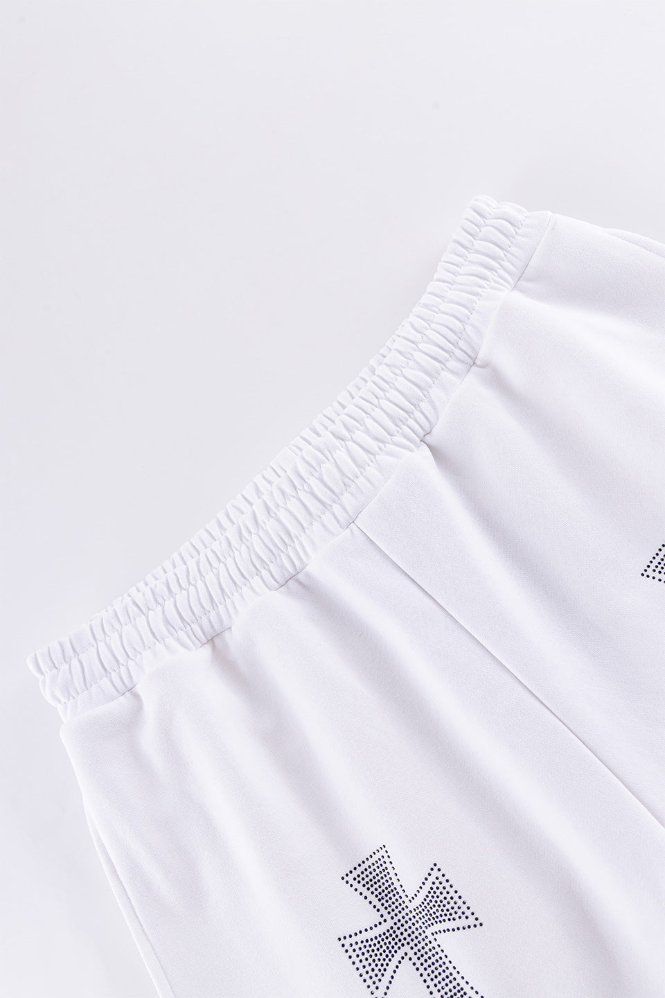 White Cross Rhinestone Jogger
