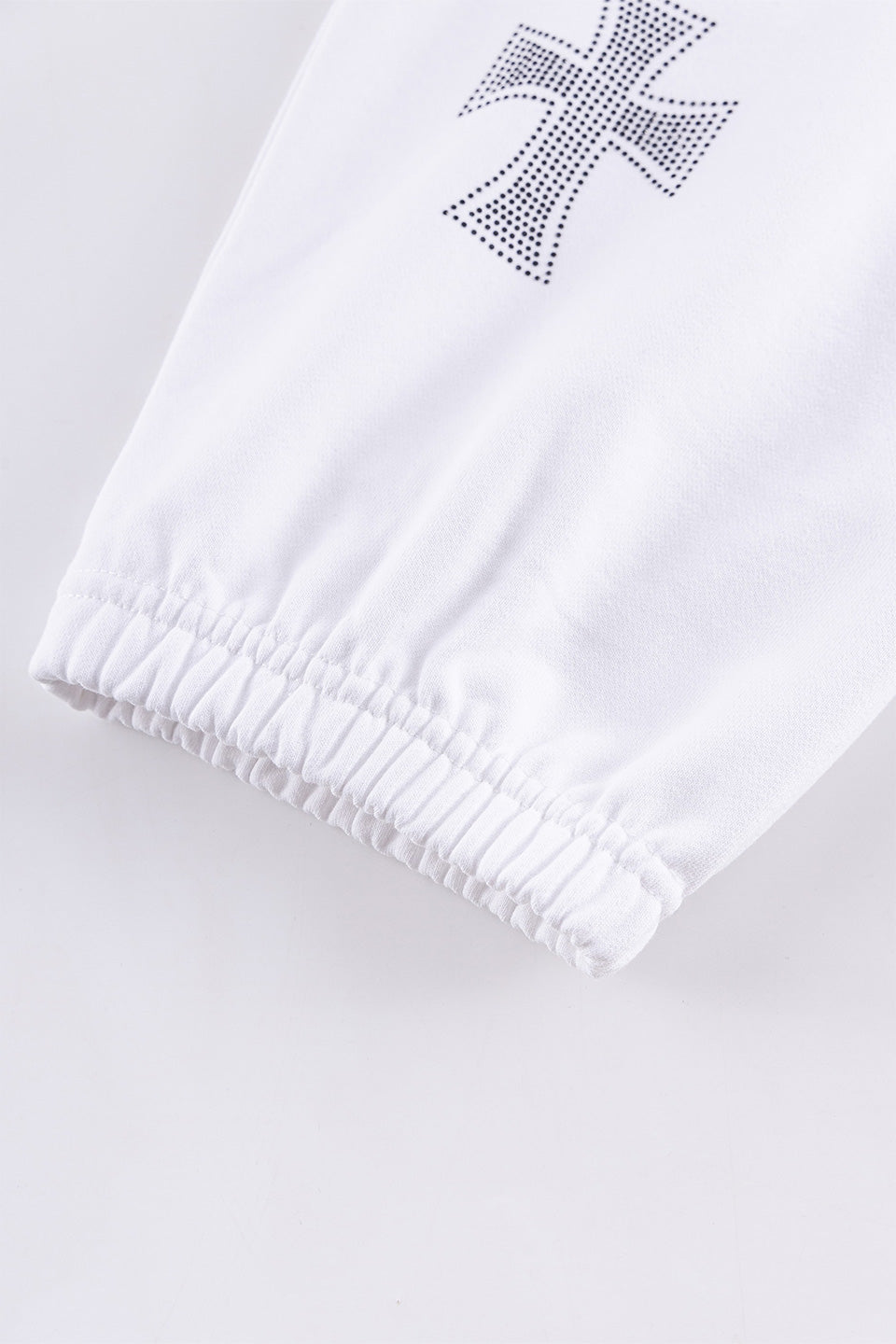 White Cross Rhinestone Jogger
