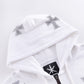 White Cross Rhinestone Zip Hoodie