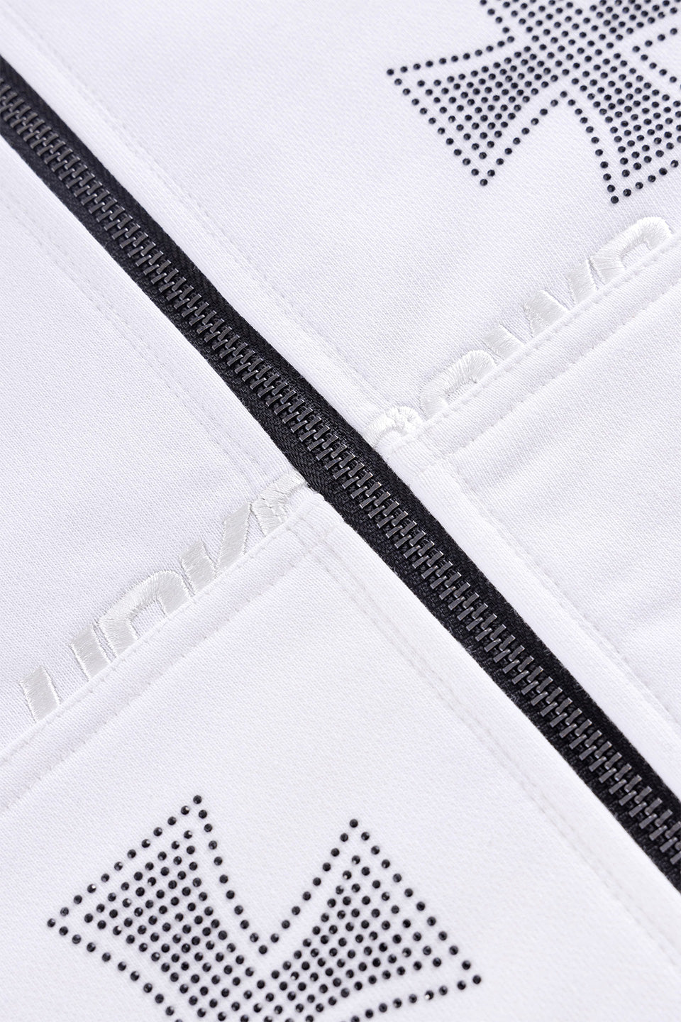 White Cross Rhinestone Zip Hoodie