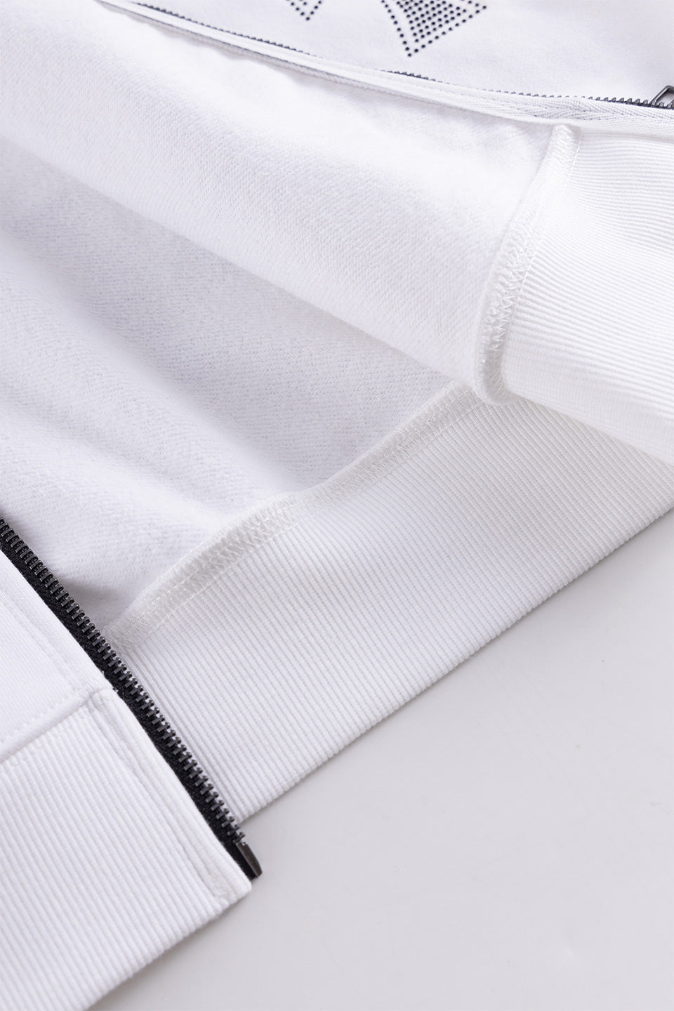 White Cross Rhinestone Zip Hoodie