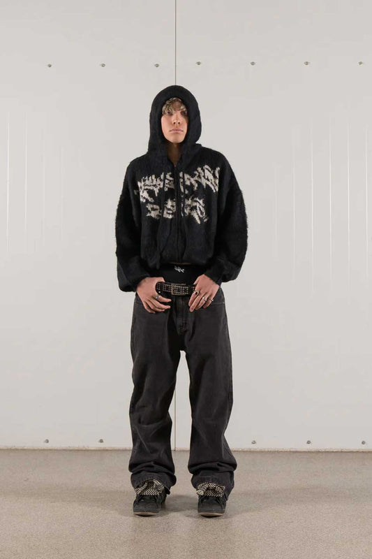 Zip Up Mohair Hoodie