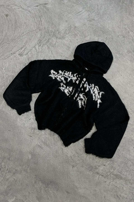 Zip Up Mohair Hoodie