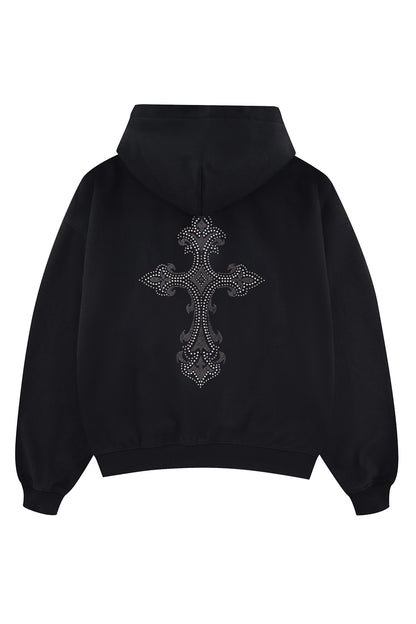 【予約販売】Royal Cross Rhinestone Zip Hoodie【10月中旬お届け】