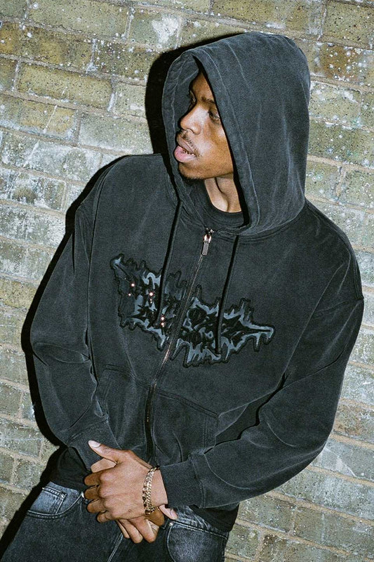 Dagger Patch Zip Hoodie