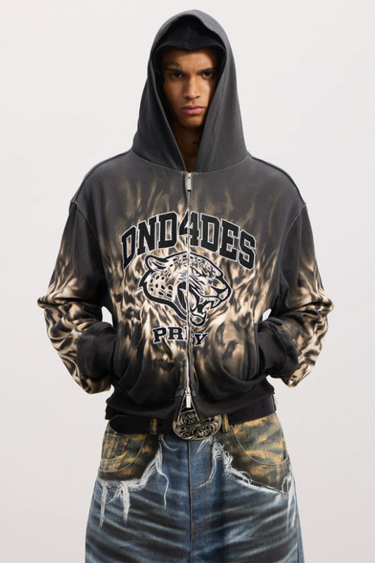 Leopard Print Embroidered Hoodie