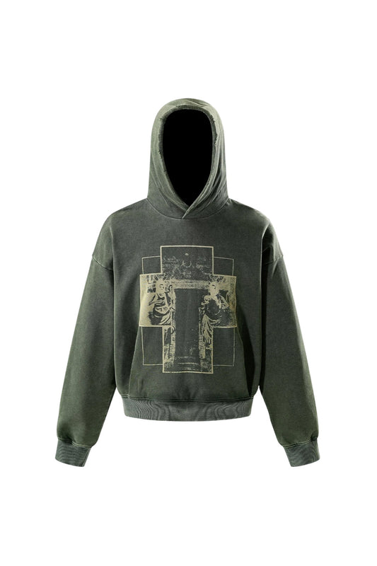 Saint Distressed Pattern Sweatshirt