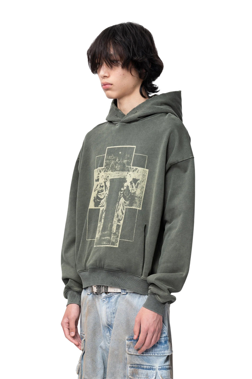Saint Distressed Pattern Sweatshirt