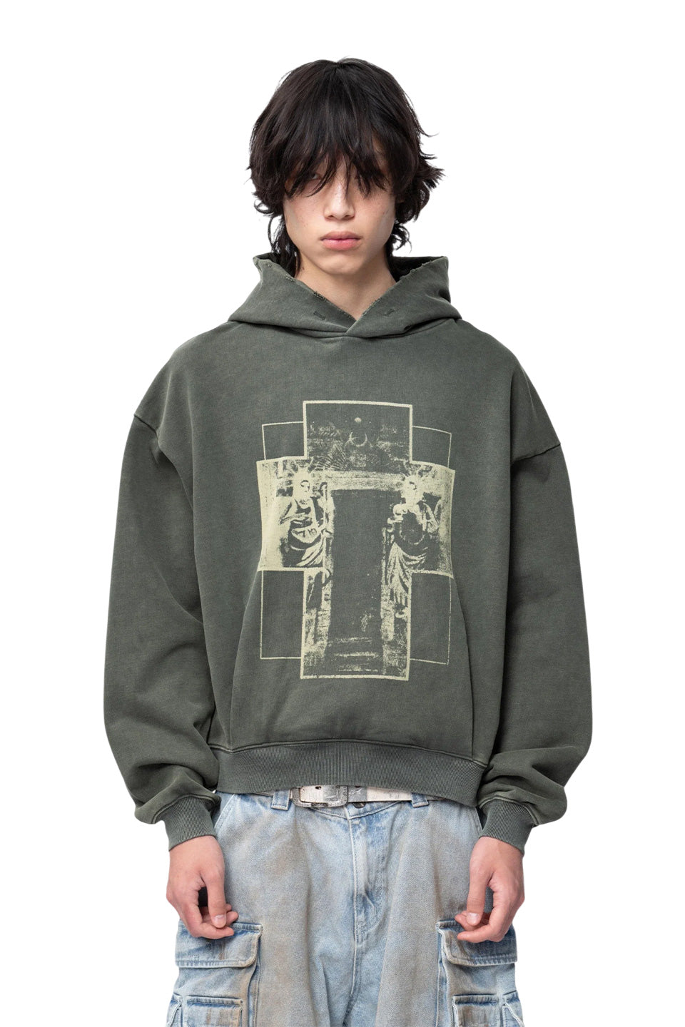 Saint Distressed Pattern Sweatshirt