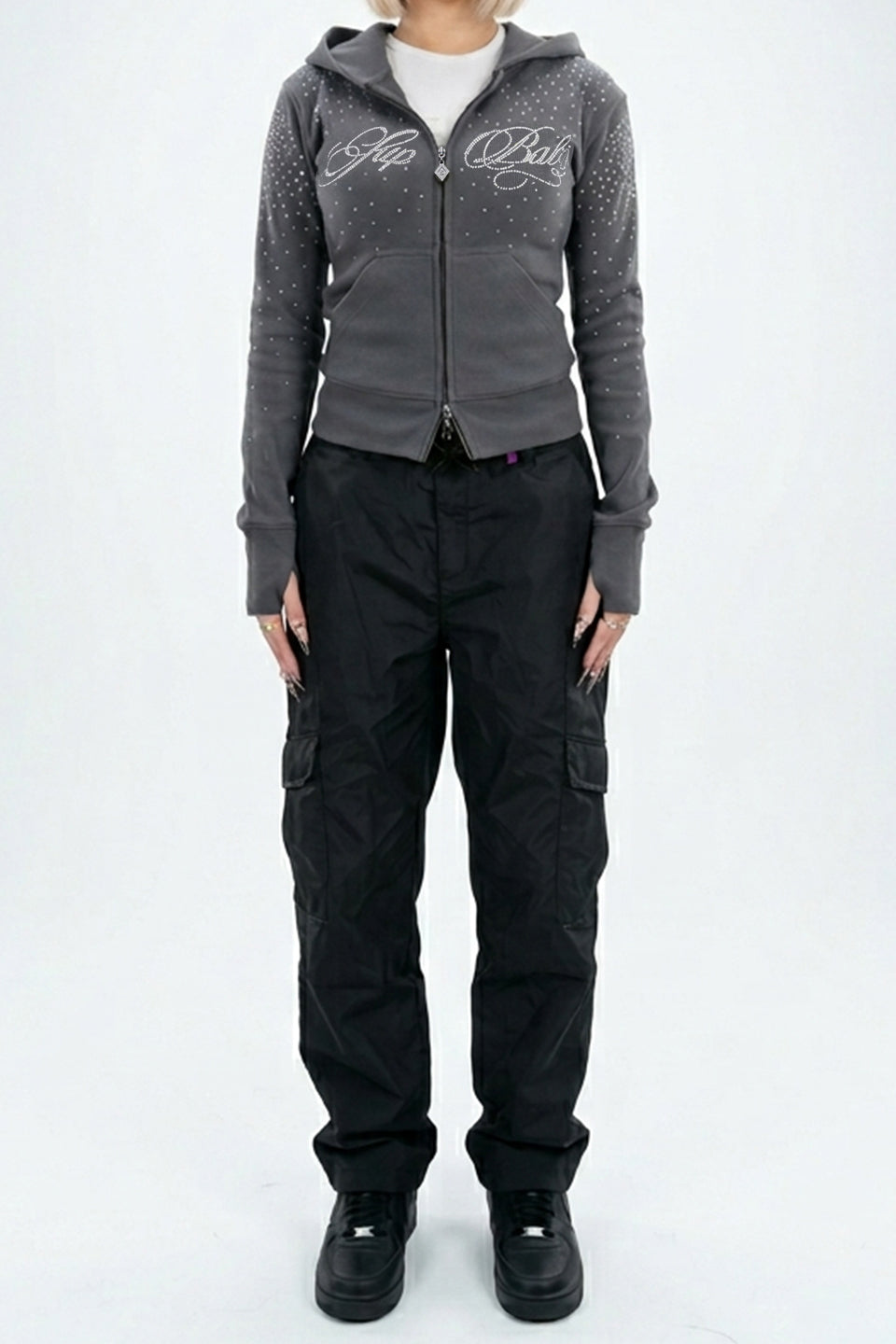 Sparkle Rhinestone Zip Hoodie Women's