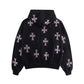 【予約商品】Black x Pink Cross Rhinestone Zip Hoodie【2026年2月上旬~中旬お届け】