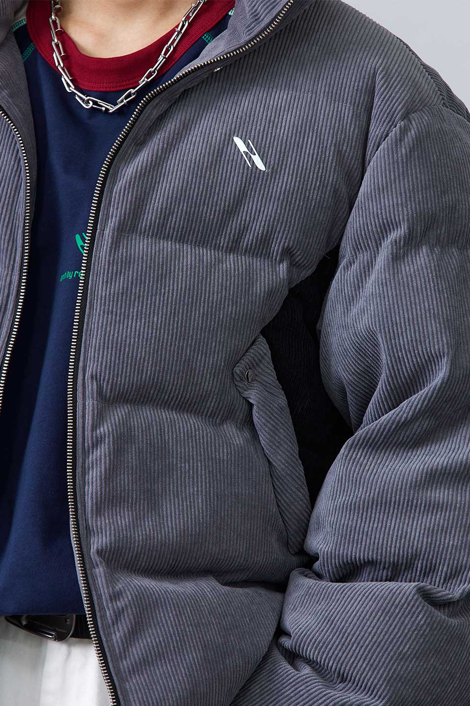 Corduroy Patchwork Down Jacket