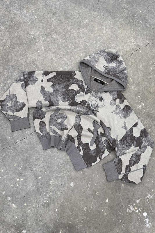 Camo Knit Zip Up Hoodie