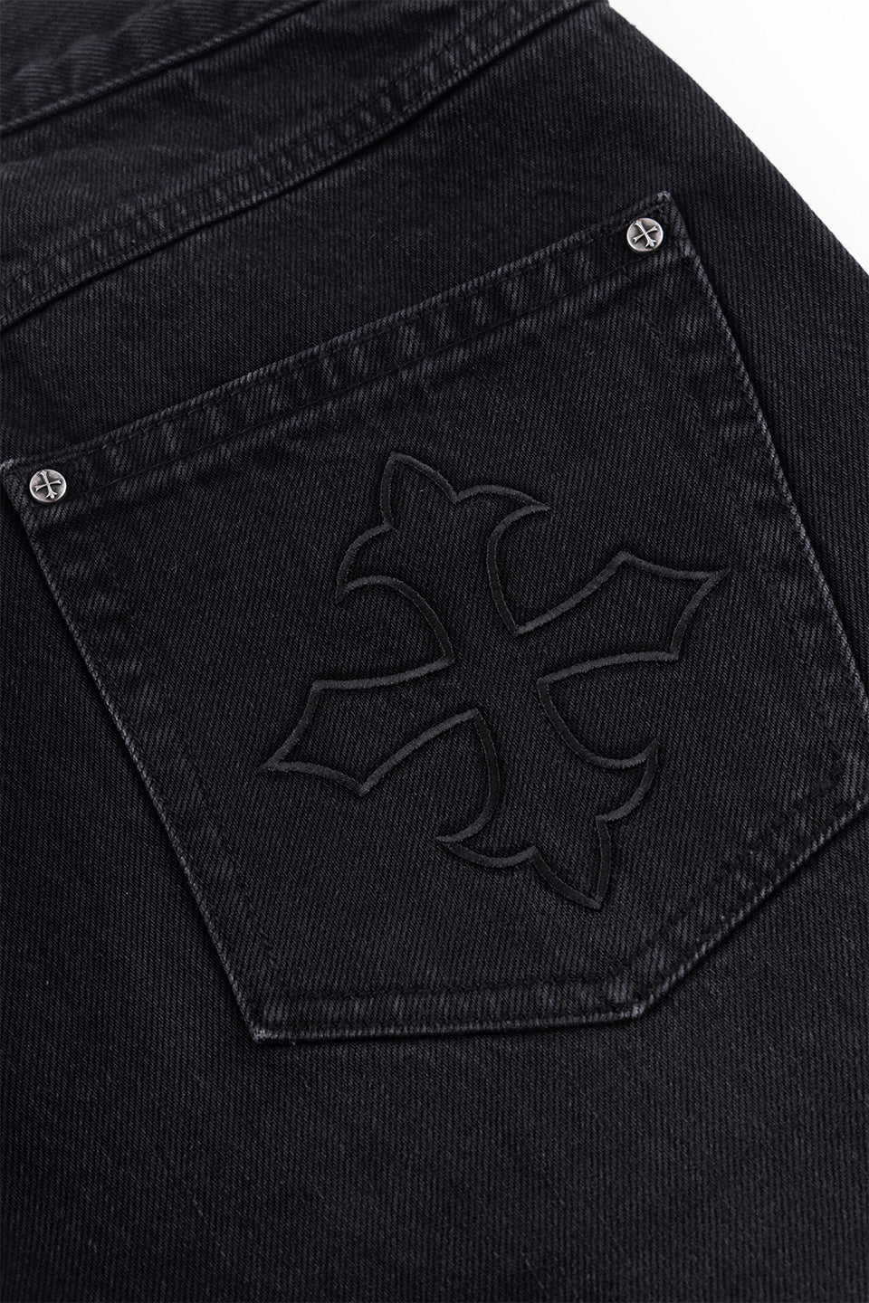 Dagger Cross Rhinestone Baggy Denim Pants