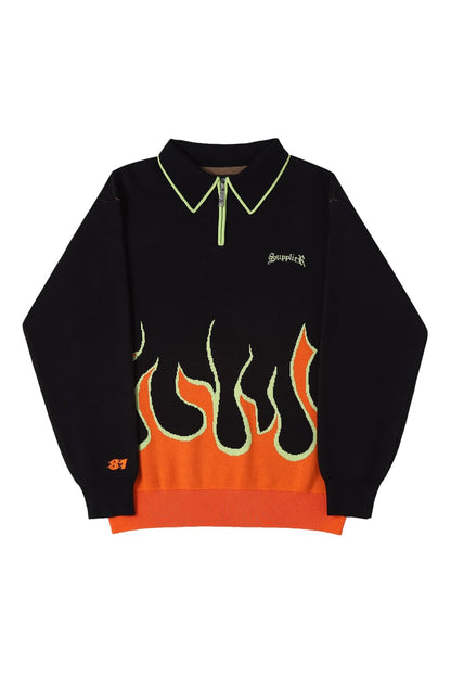 Fire Pattern Half Zip Knit