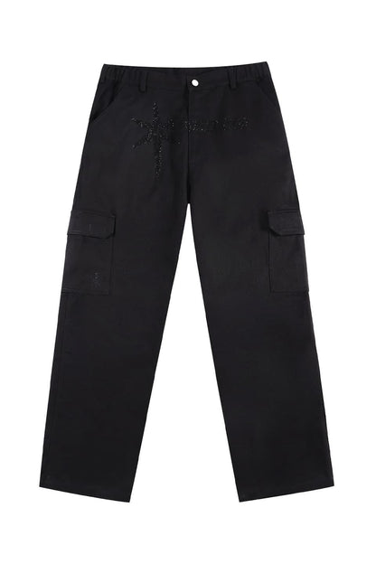 Black Star Rhinestone Cargo Pants