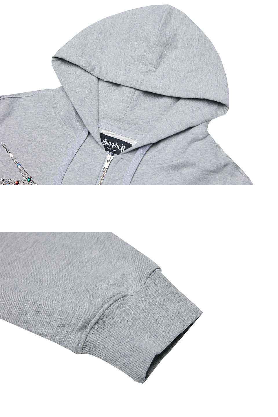 SUPPLIER サプライヤー RHINESTONE ZIP HOODIE