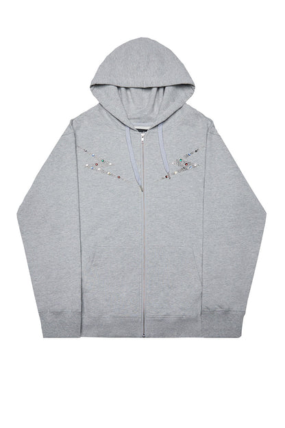 Lightning Rhinestone Zip Hoodie