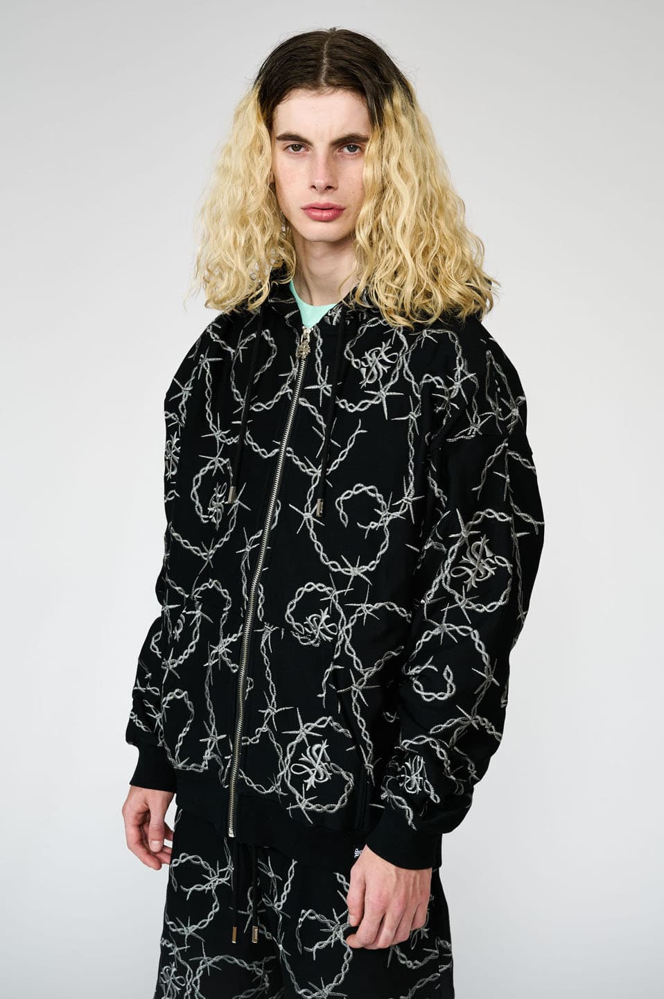 Chain Cross Logo Zip Hoodie