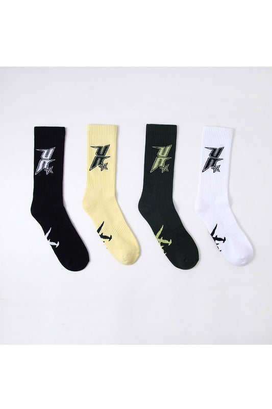 Retro U&N Knit Socks - Cream