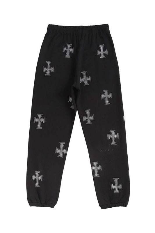 【予約商品】Black x Silver Cross Rhinestone Jogger【11月中旬~下旬お届け】
