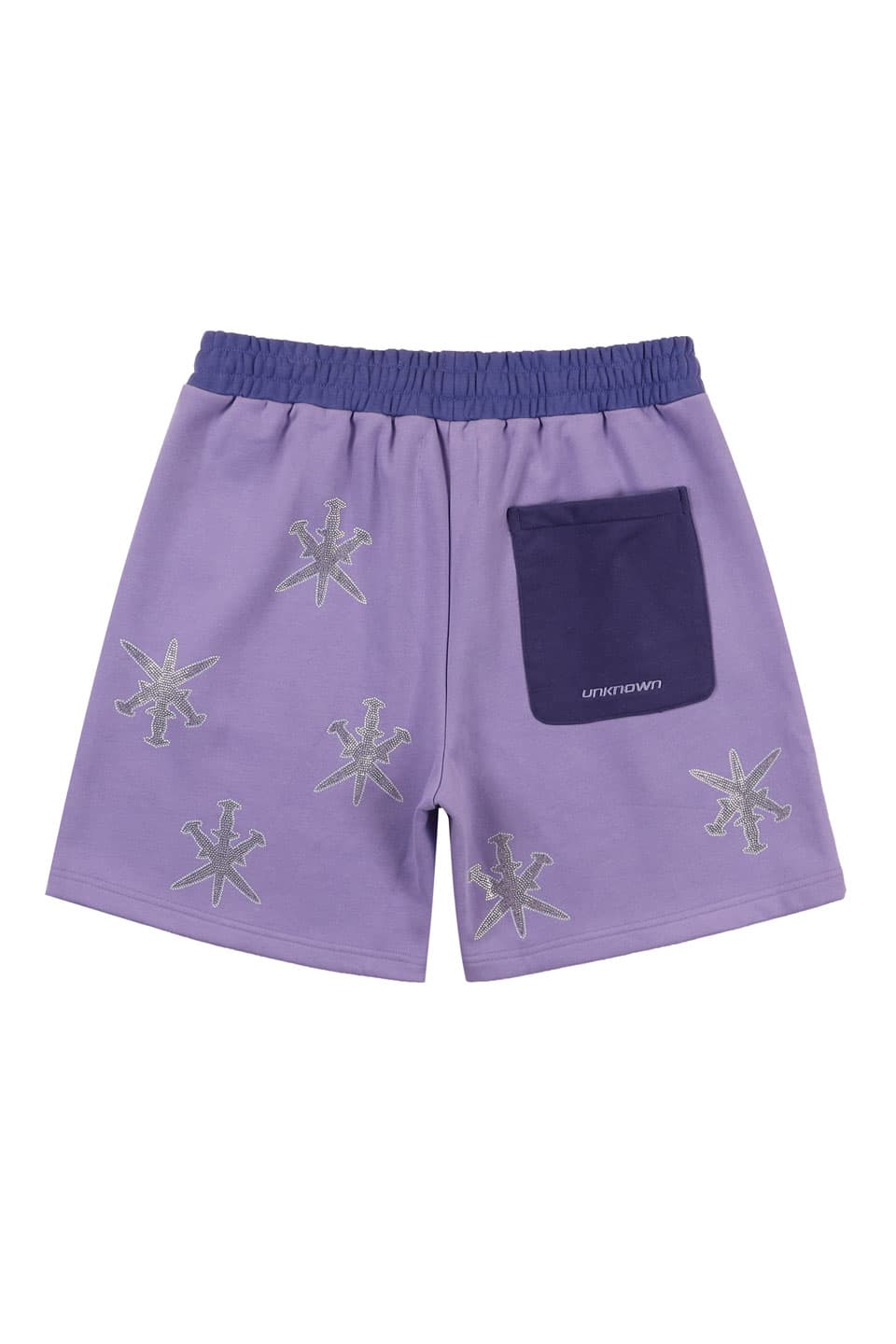 Purple Panel Mix Dagger Rhinestone Shorts