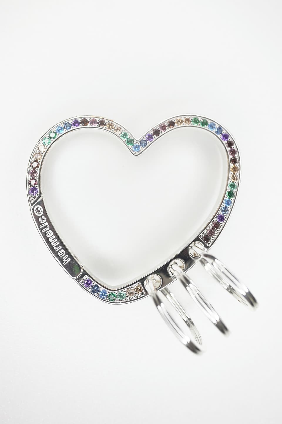 Heart Silver Rainbow Crystal Karabiner