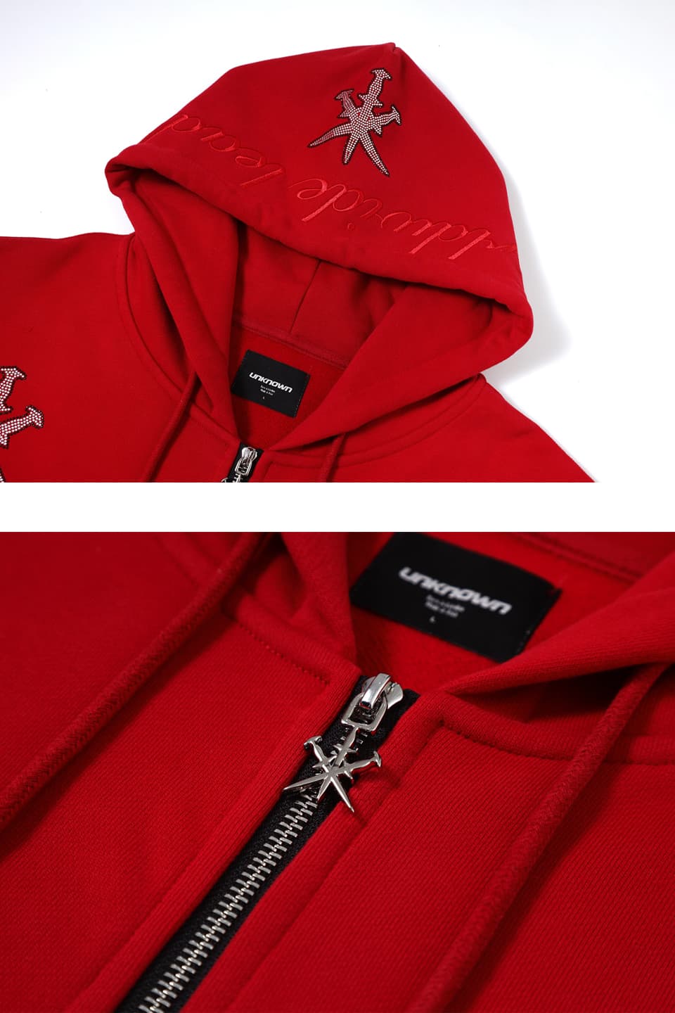 フーディ｜Unknown London (アンノウン・ロンドン)｜Black Outline Dagger Rhinestone Red  Hoodie｜公式通販 - SUPPLIER（サプライヤー）