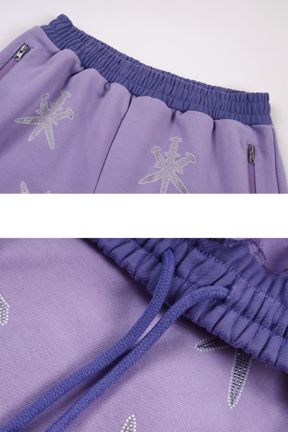 ショーツ｜Unknown London (アンノウン・ロンドン)｜Purple Panel Mix Dagger Rhinestone  Shorts｜公式通販 - SUPPLIER（サプライヤー）