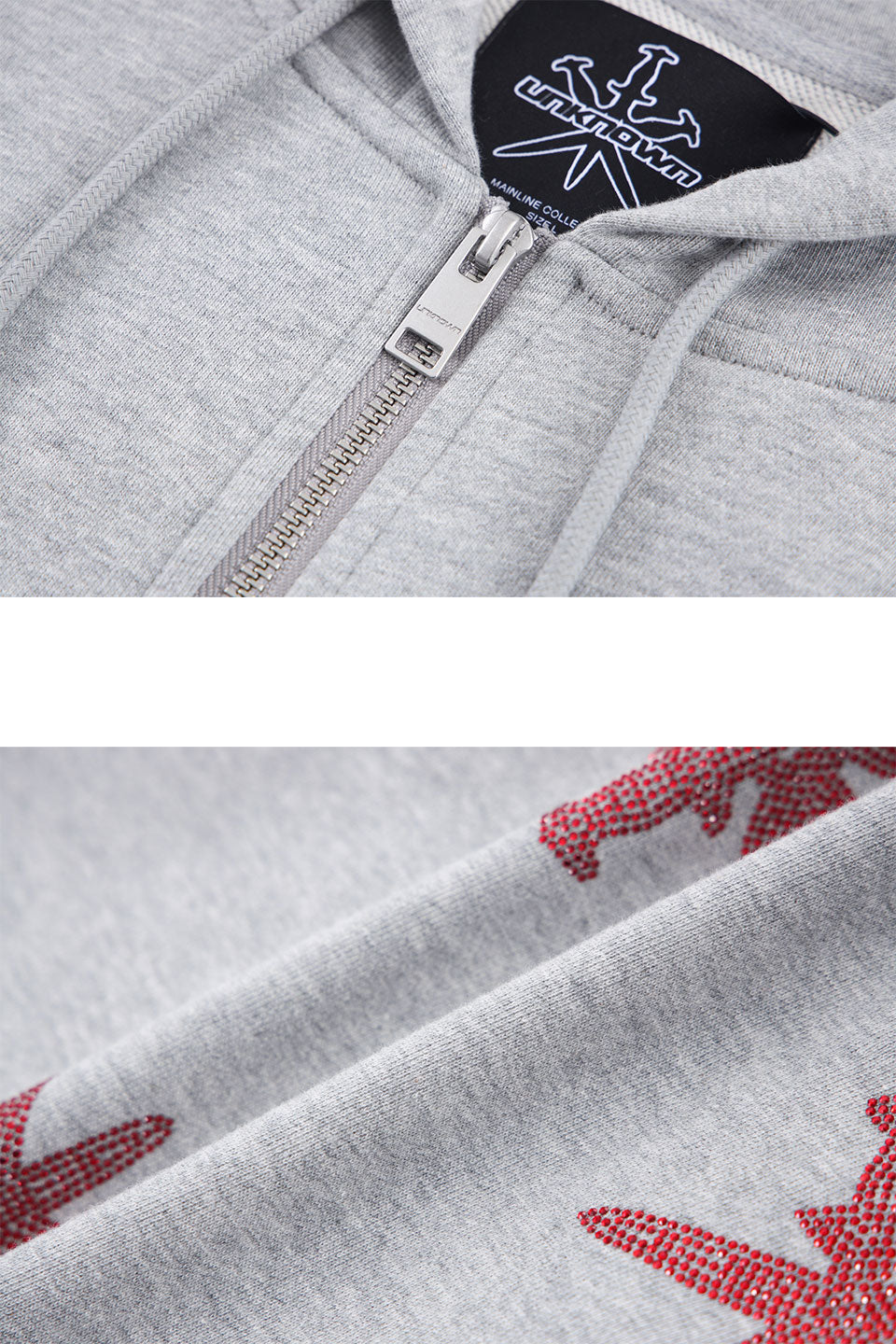 Light Grey Rhinestone Hoodie