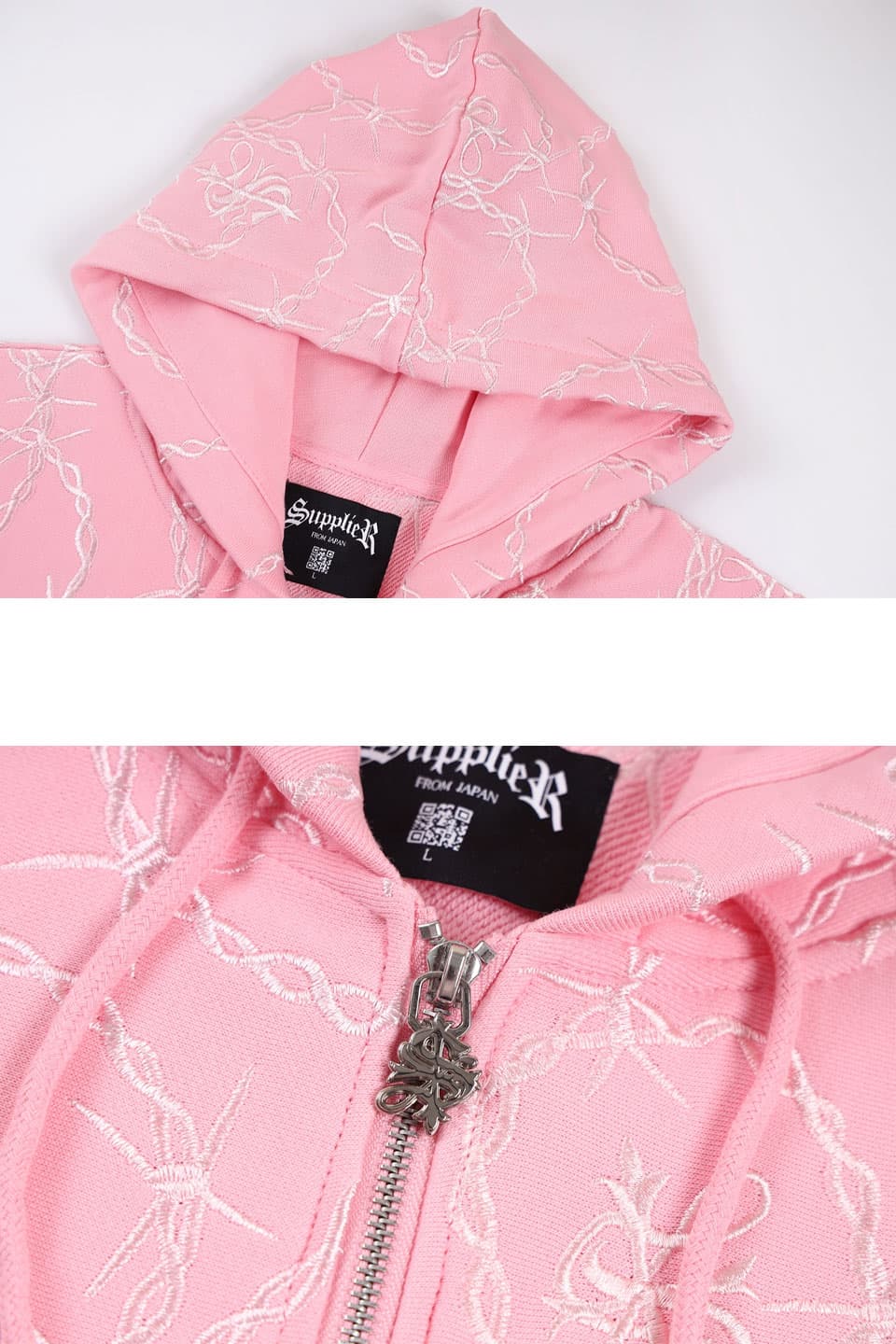 Chain Cross Logo Zip Hoodie