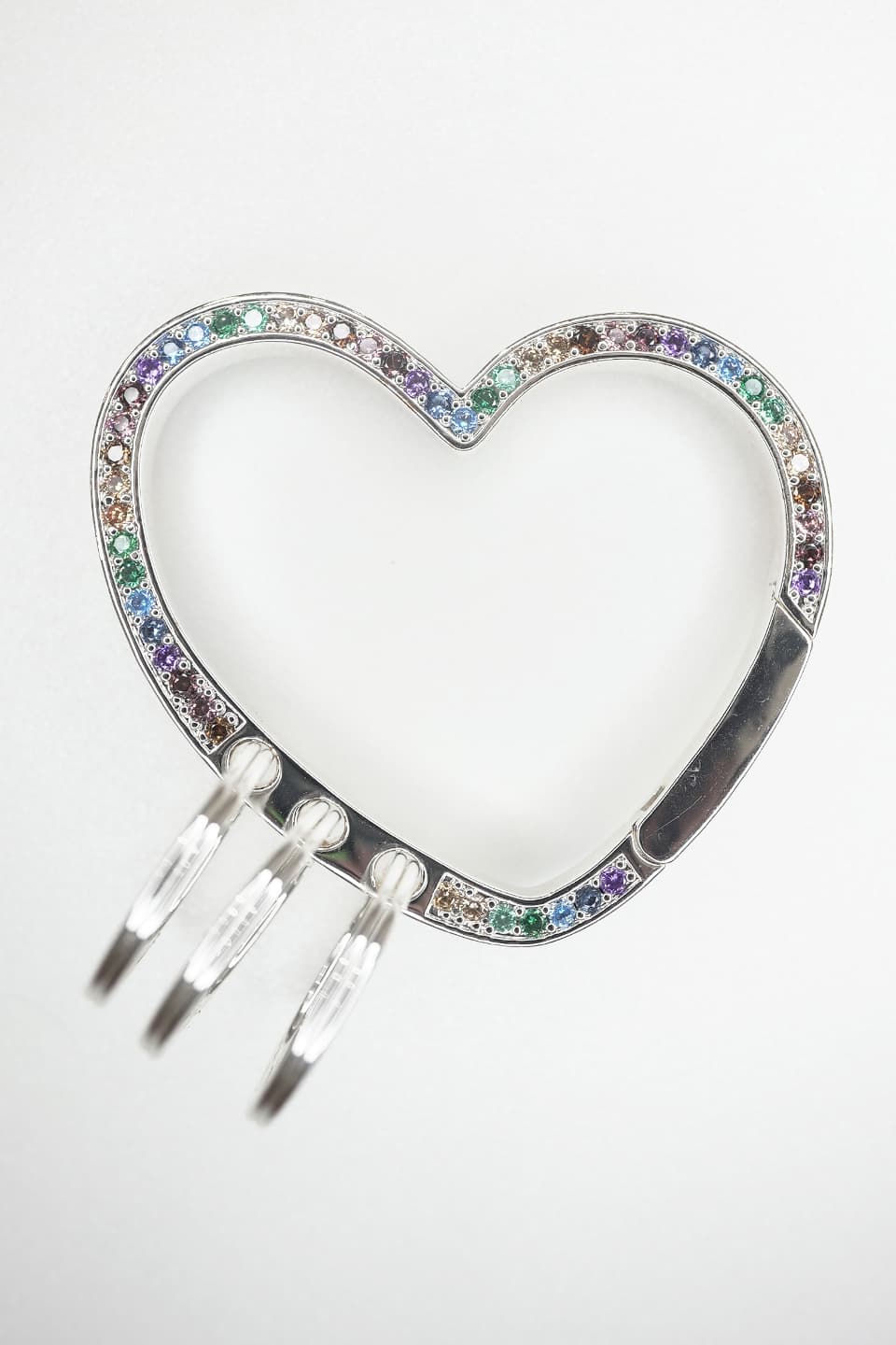 Heart Silver Rainbow Crystal Karabiner