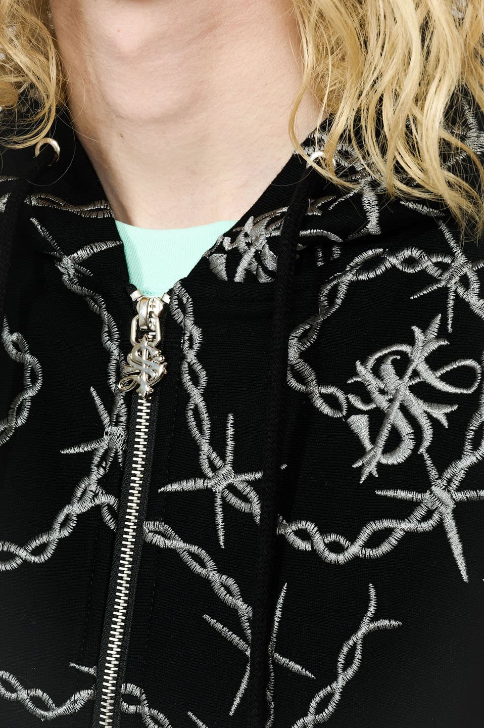 Chain Cross Logo Zip Hoodie