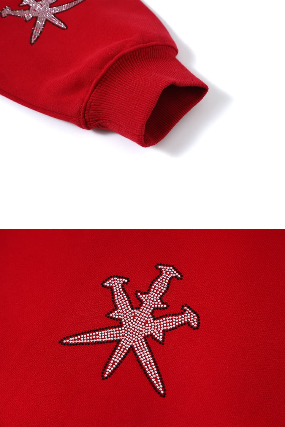 フーディ｜Unknown London (アンノウン・ロンドン)｜Black Outline Dagger Rhinestone Red Hoodie｜公式通販  - SUPPLIER（サプライヤー）