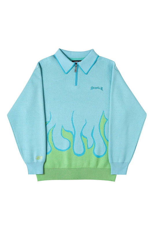 Fire Pattern Half Zip Knit