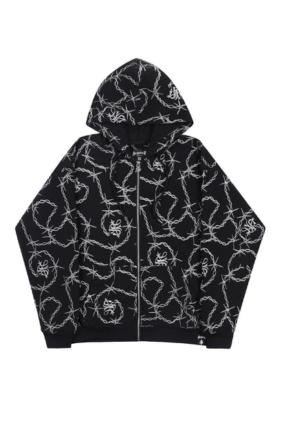 Chain Cross Logo Zip Hoodie