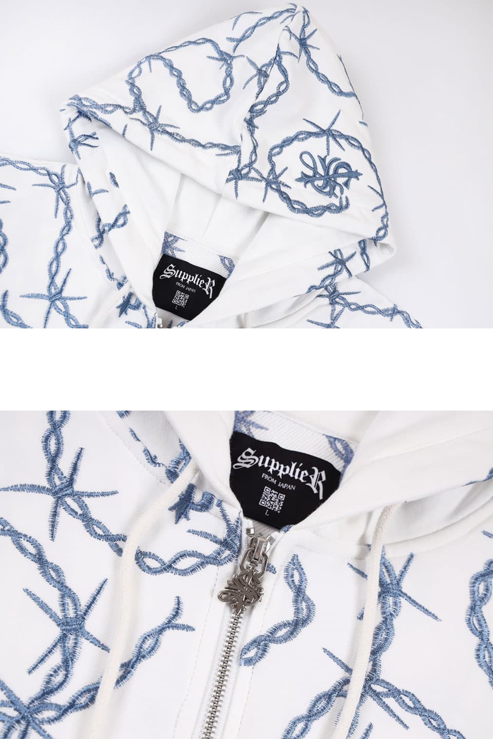 Chain Cross Logo Zip Hoodie