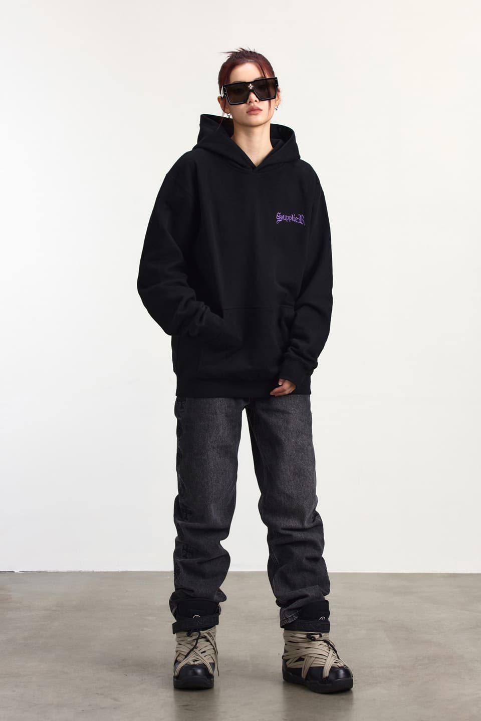 着丈72cmsupplier cross Logo Hoodie black