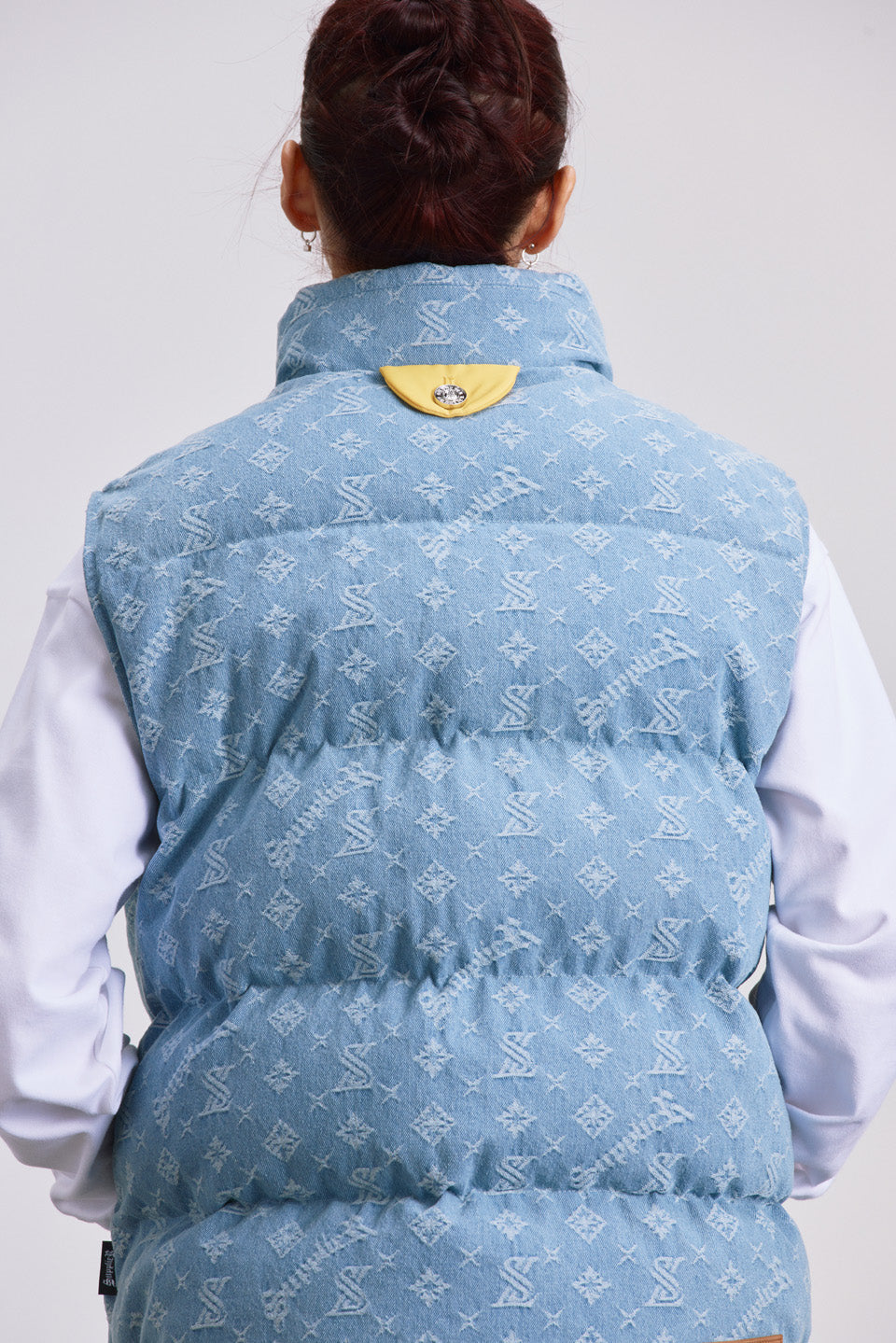 Japan Used Fashion] Supplier Down Vest Puff Jacket Monogram Denim