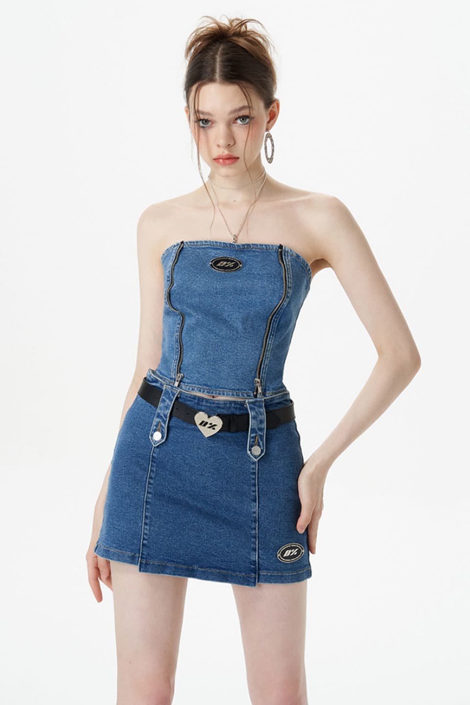 Line Denim Skirt