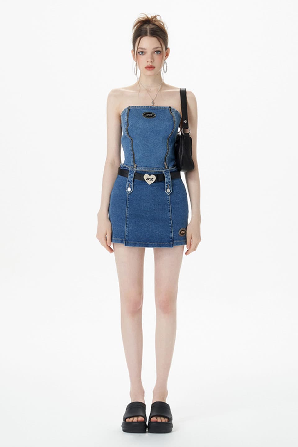 Line Denim Skirt