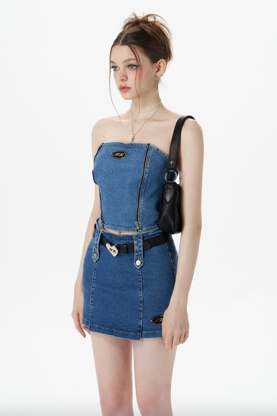 Line Denim Skirt