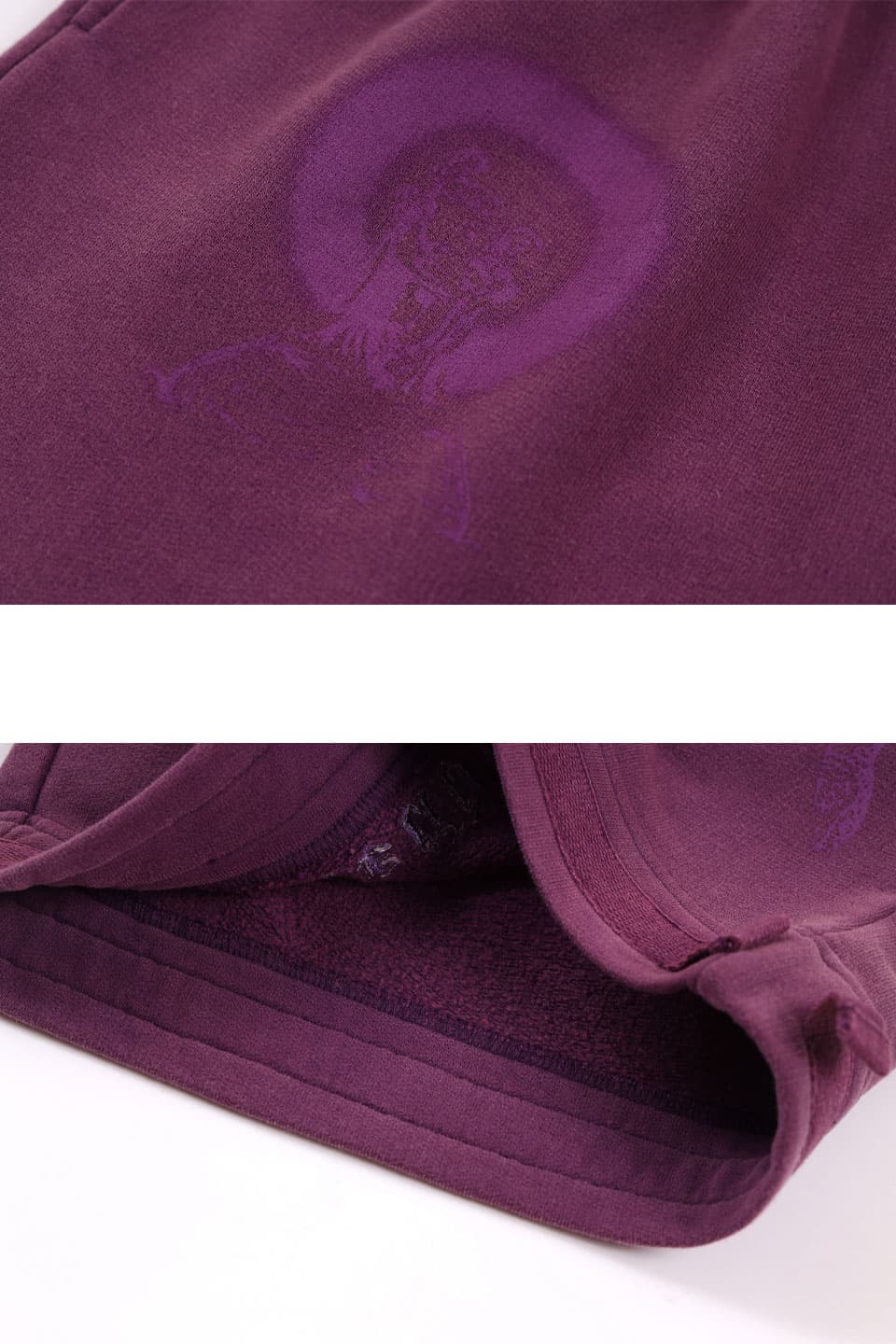Purple Washed Distressed Detail Cotton Fleece Shorts