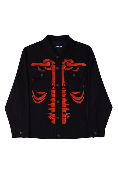 Bone Embroidery Denim Jacket