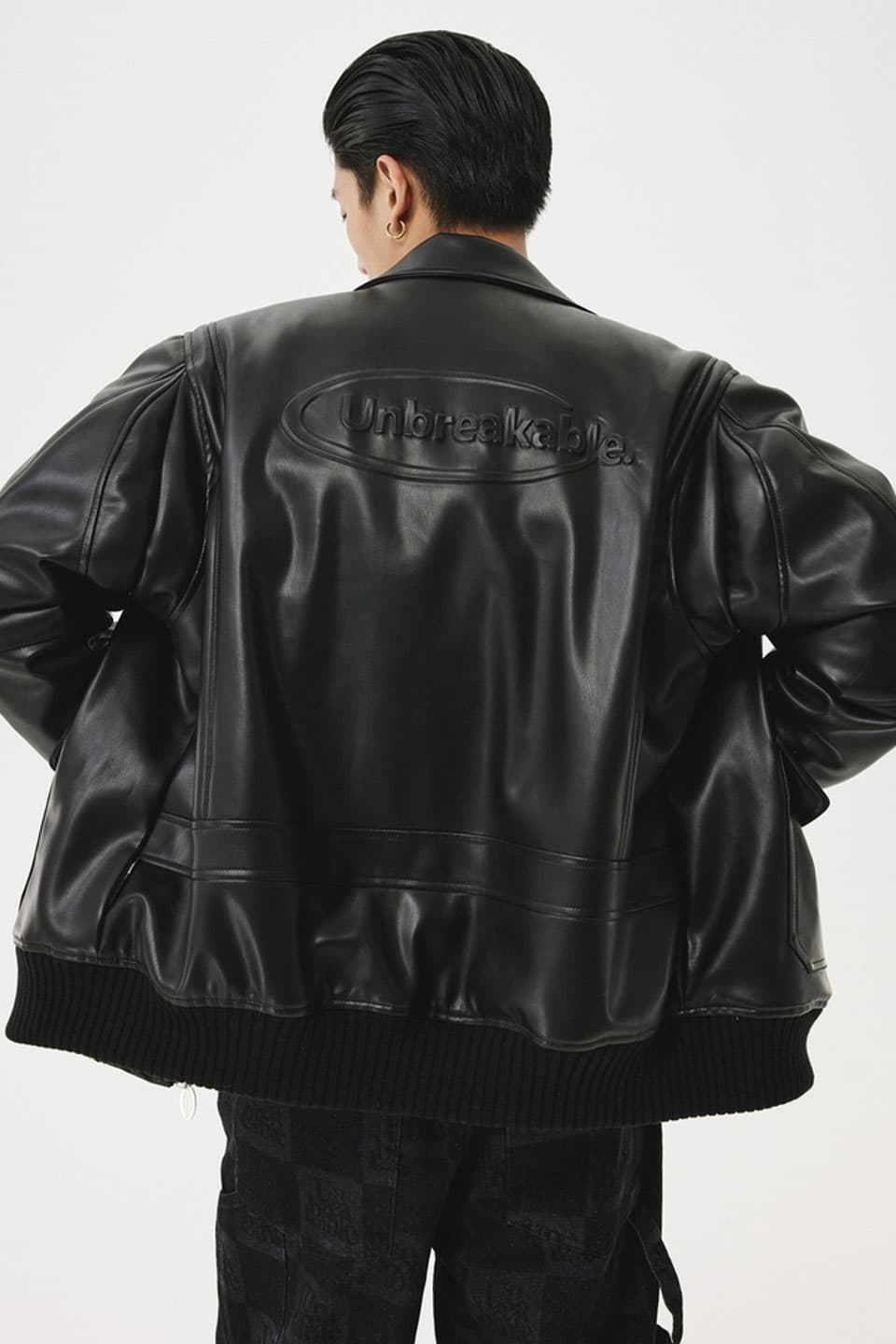 Back Logo Leather Jacket