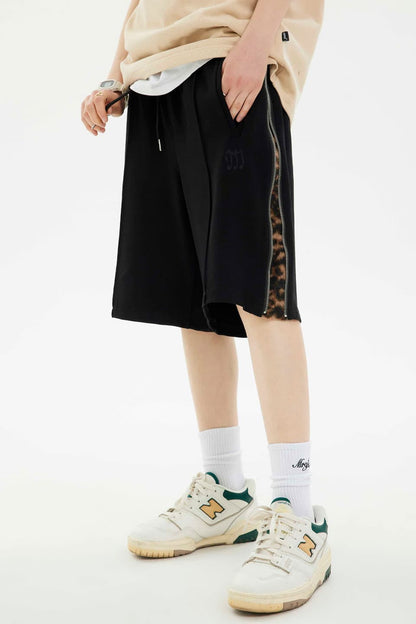 Side Zipper Leopard Shorts