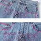 Fire Pattern Stitch Logo Denim