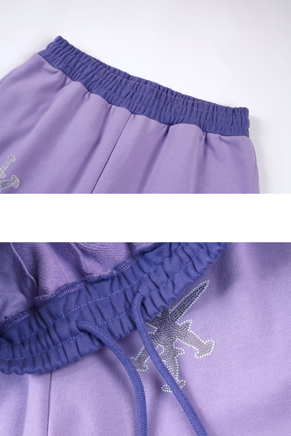 Purple Panel Mix Dagger Rhinestone Jogger