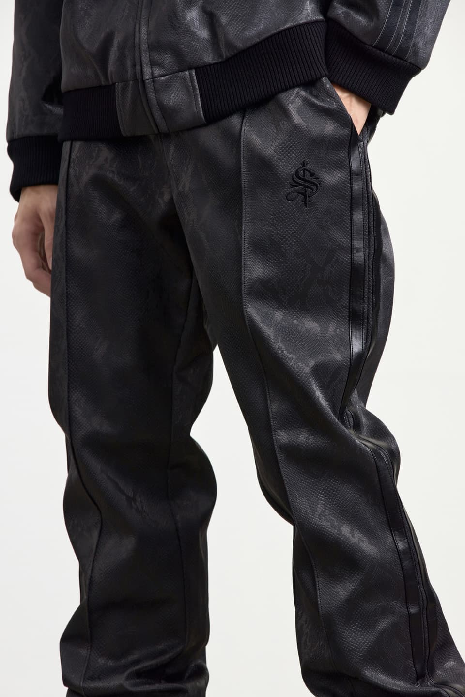 Python Leather Track Pants